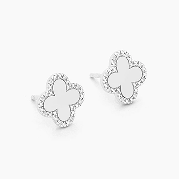 STAINLESS STEEL VINTAGE GOLD CLOVER STUD